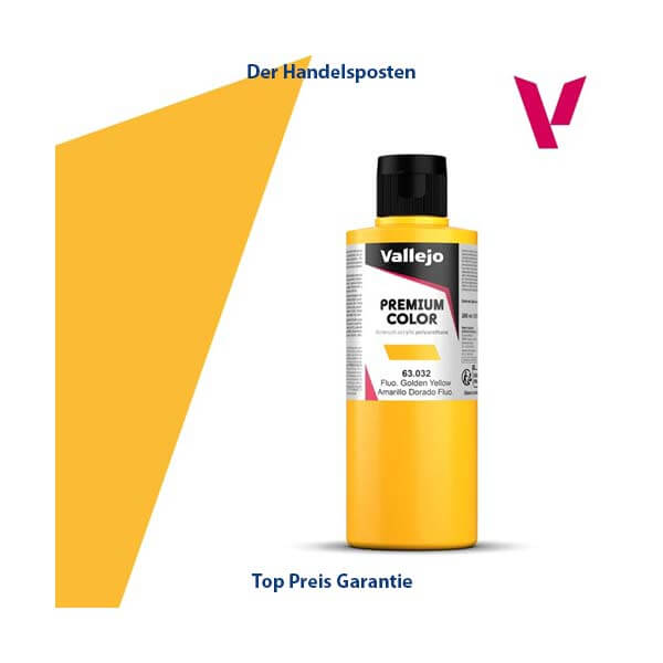 Vallejo Premium Airbrushfarbe Golden Yellow Fluo 200ml